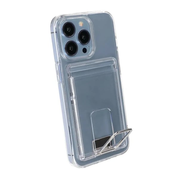 iPhone 13 Pro Max Mobilskal med Korthållare och Stativ Rvelon - Transparent
