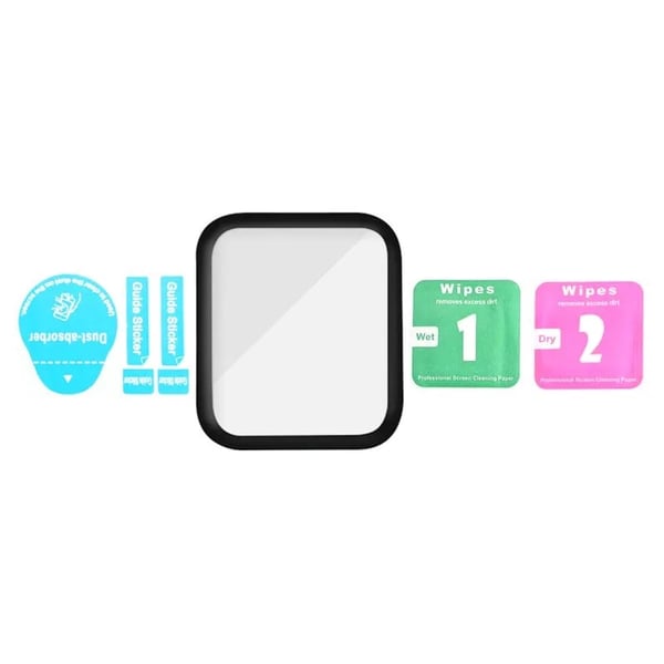 Skärmskydd Apple Watch Series 7 41mm - Härdat Glas Svart