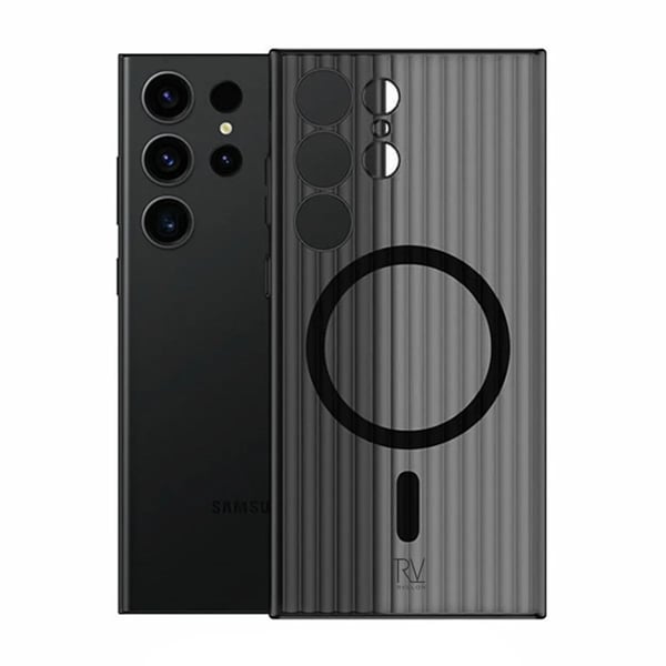 Samsung Galaxy S23 Ultra Mobilskal Korrugerad med Magnet Rvelon - Svart