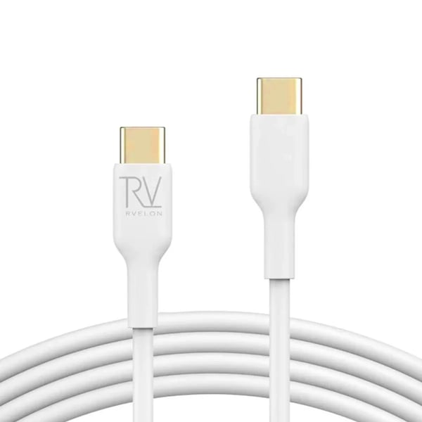 Rvelon Laddkabel USB C till USB C Silikon 240W - 1M Vit