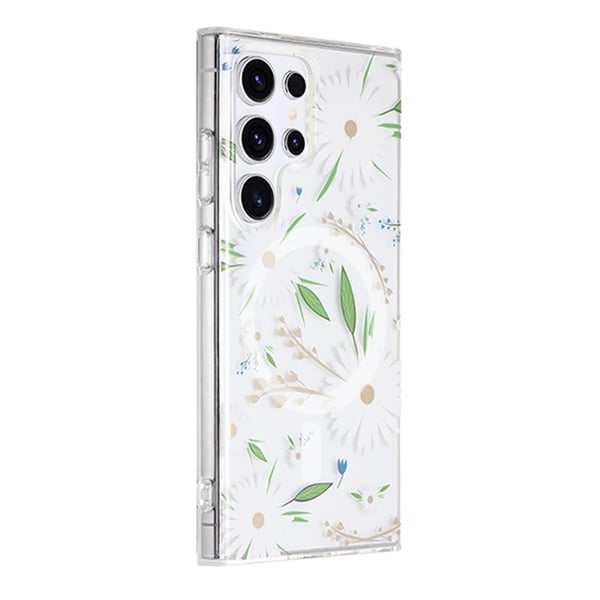 Samsung Galaxy S23 Ultra Mobilskal Magnet - Blommor Vit