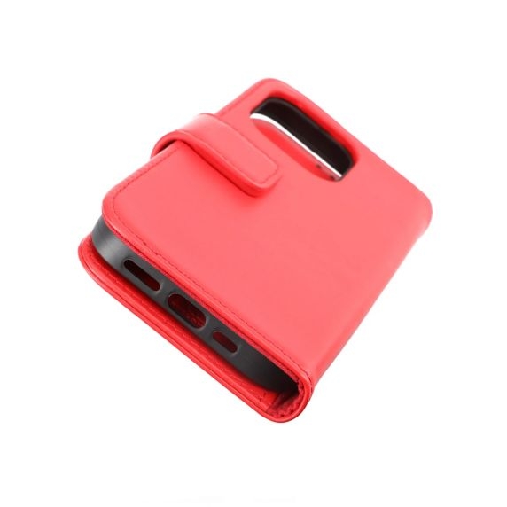 iPhone 14 Pro Plånboksfodral Läder Rvelon Färg Röd