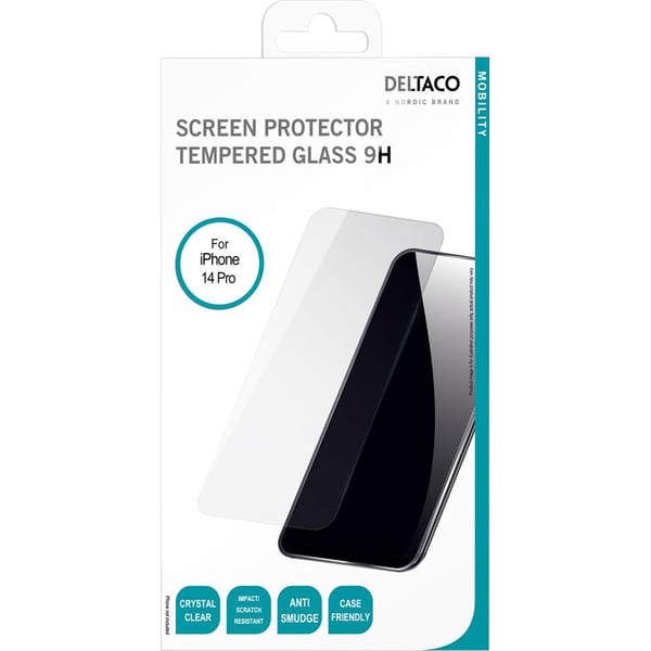 DELTACO skärmskydd för Apple iPhone 14 Pro, 2.5D härdat glas, 9H hårdhet
