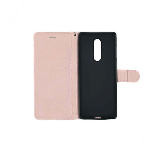 Flip Stand Leather Wallet Case For Sony Xperia 1 Pink