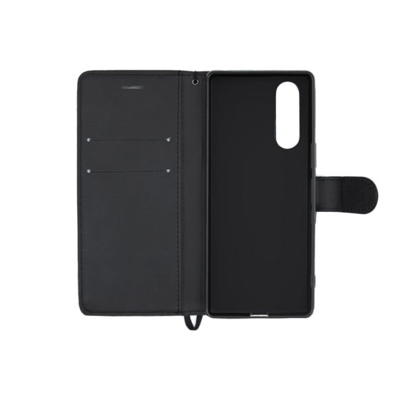 Flip Stand Leather Wallet Case For Sony Xperia 5 Black