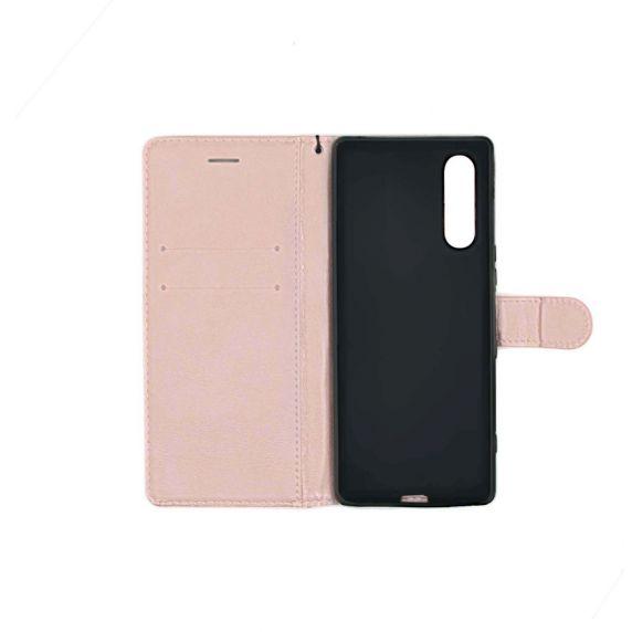 Flip Stand Leather Wallet Case For Sony Xperia 5 Pink