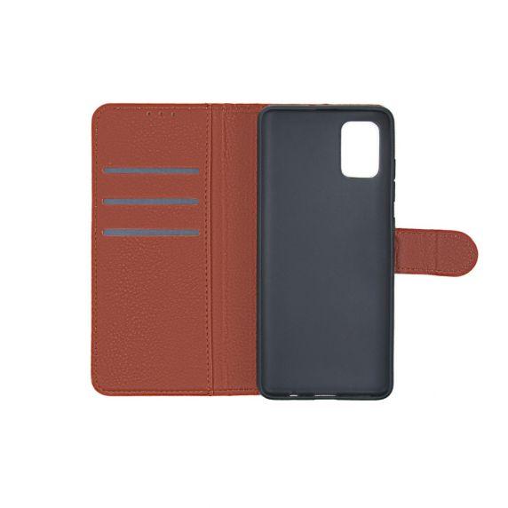 Flip Stand Leather Wallet Case For Samsung Galaxy A51 Brown