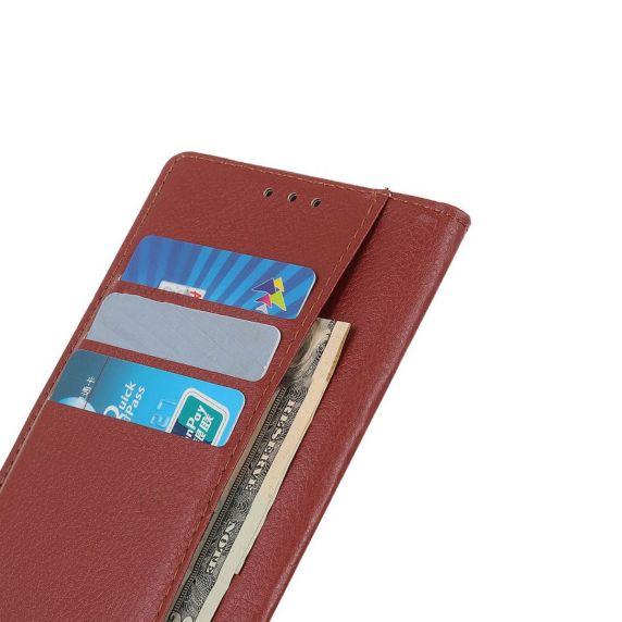 Flip Stand Leather Wallet Case For Samsung Galaxy A32 4G Brown