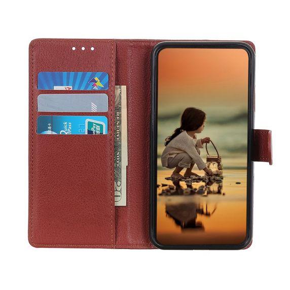 Flip Stand Leather Wallet Case For Samsung Galaxy S22 Ultra Brown