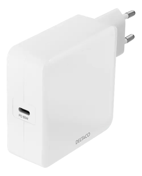 Deltaco 65W Laddare, USB-C PD, Snabbladdning, MacBook, iPhone m.fl.
