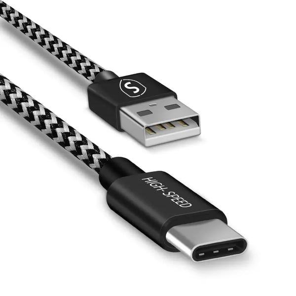 SiGN Skin USB-C Kabel 2.1A, 3m - Svart/Vit