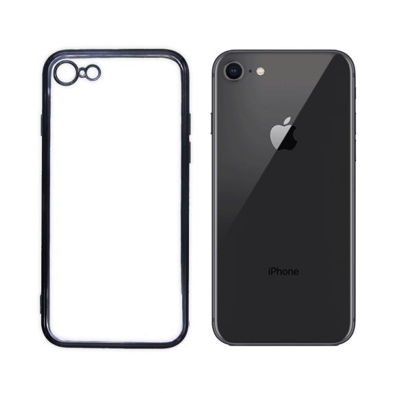 Apple iPhone 7/8 Luxury Classic Square Frame Protection Case Black With Soft Thin Transparent Camera Protector High Quality