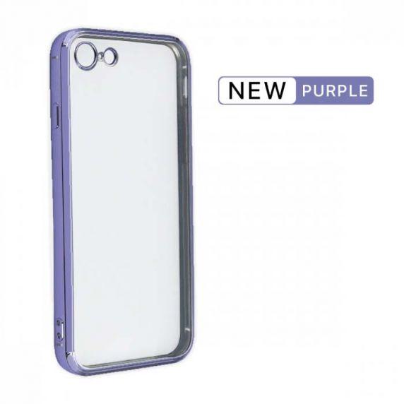 Apple iPhone 7/8 Luxury Classic Square Frame Protection Case Purple With Soft Thin Transparent Camera Protector High Quality