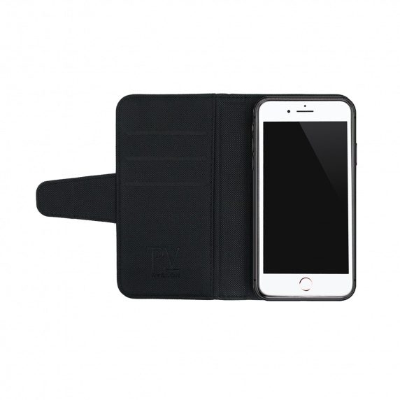 RV Plånboksfodral - iPhone 7/8/SE 2020 - Extra Kortfack och Stativ - Svart