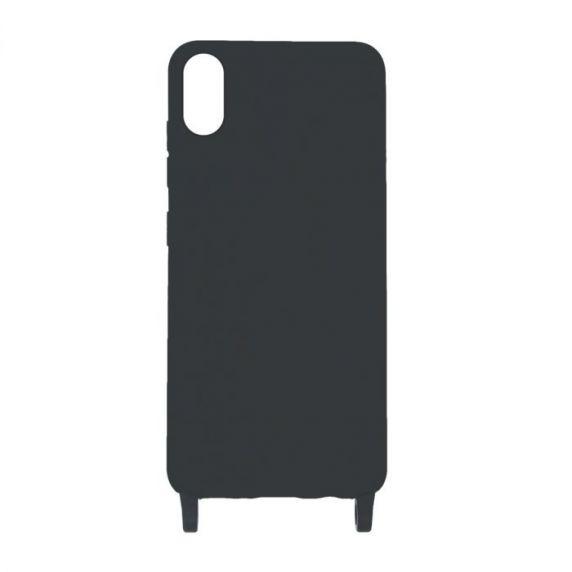 Apple iPhone X/XS Liquid Silicone Phone Cover With Hand Rope High Quality Black