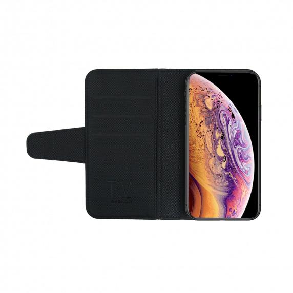 RV Plånboksfodral - iPhone X/XS - Extra Kortfack och Stativ - Svart