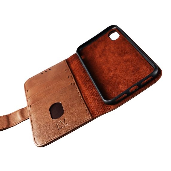 RV Plånboksfodral Genuint Läder - iPhone X/XS - Brun