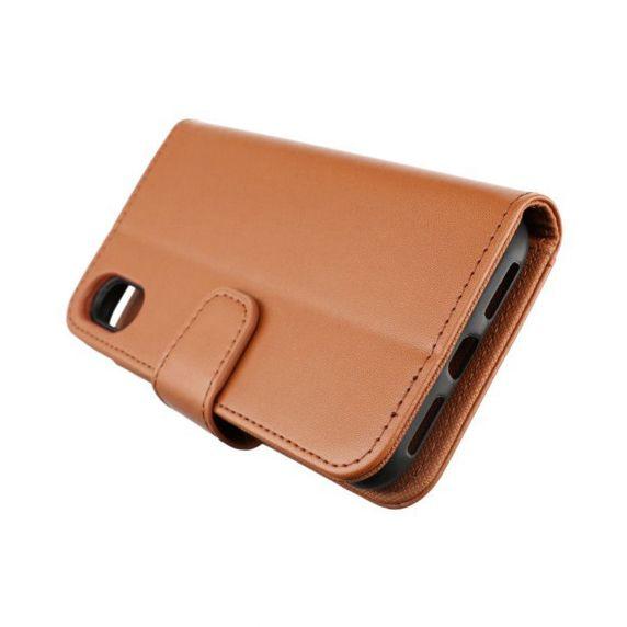 RV Plånboksfodral - iPhone X/XS - Extra Kortfack och Stativ - Guldbrun
