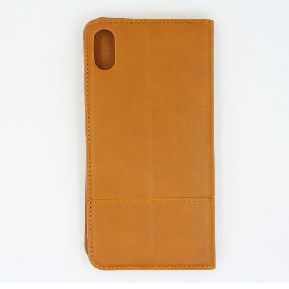 iPhone XR Flip Stand Leather Wallet Case Brown