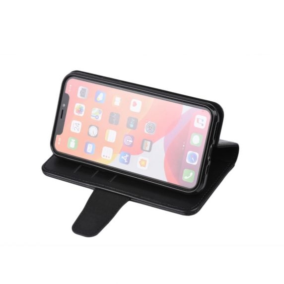 Flip Stand PU Leather Kickstand Card Case Black For iPhone XR