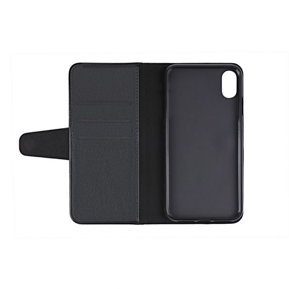 Flip Stand PU Leather Kickstand Card Case Black For iPhone XR