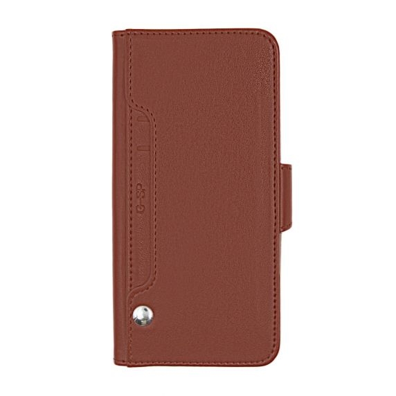 Flip Stand PU Leather Kickstand Card Case Brown For iPhone XR