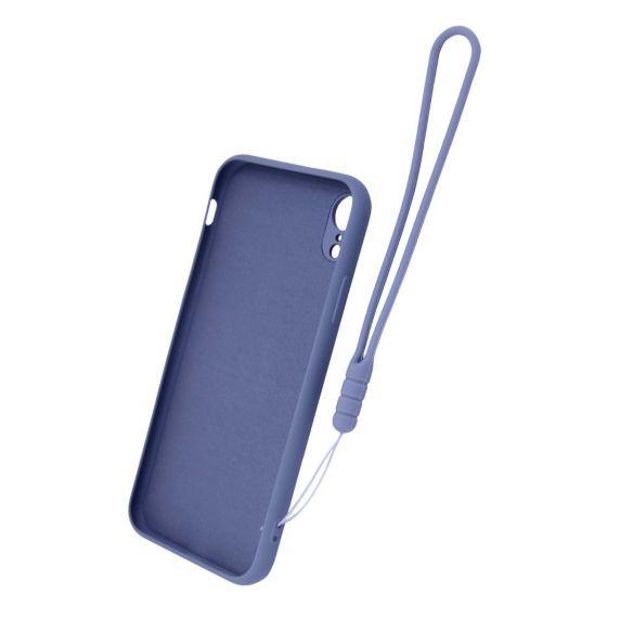 iPhone XR Soft Liquid Silicone Case With Magnetic Ring Holder Stand and Slim Hands Strap Best Quality Grey