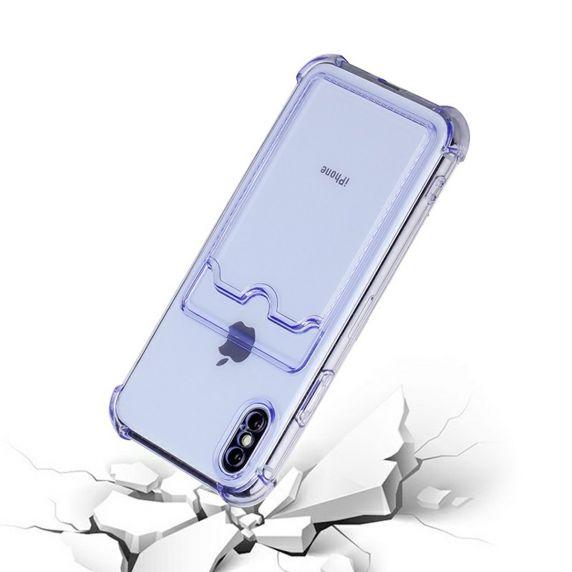 iPhone XR TPU Shockproof Protective Wallet Case Purple