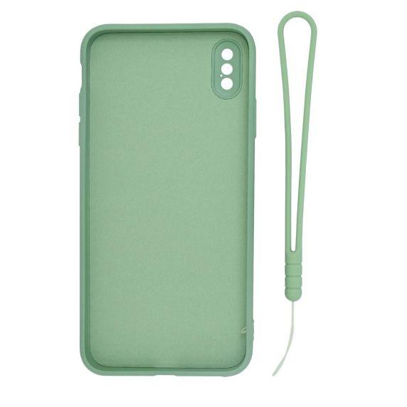 iPhone XS Max Soft Liquid Silicone Case With Magnetic Ring Holder Stand and Slim Hands Strap Best Quality Green