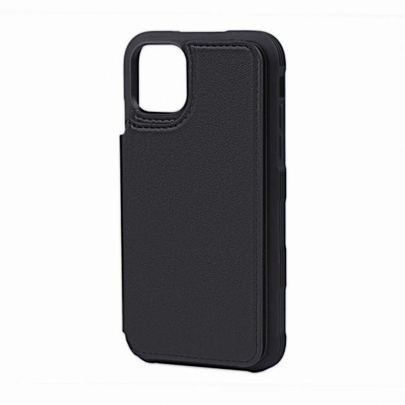 PU Leather Back Flip Kickstand Card Case Black For iPhone 11