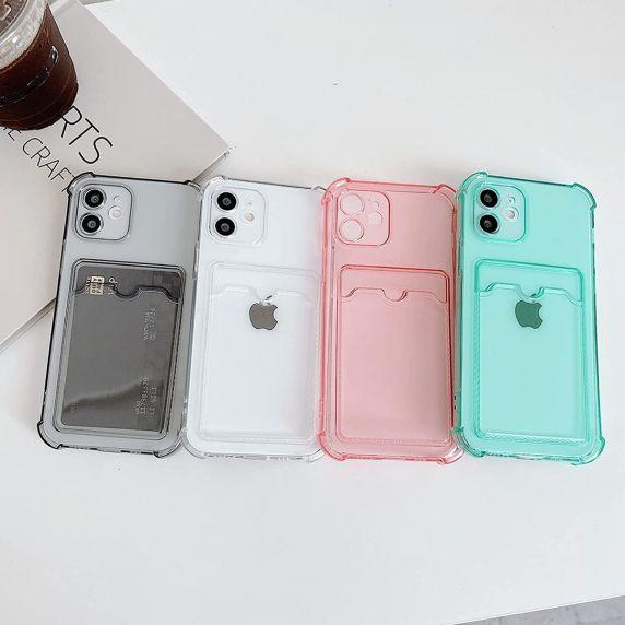 iPhone 11 TPU Shockproof Protective Wallet Case Transparent