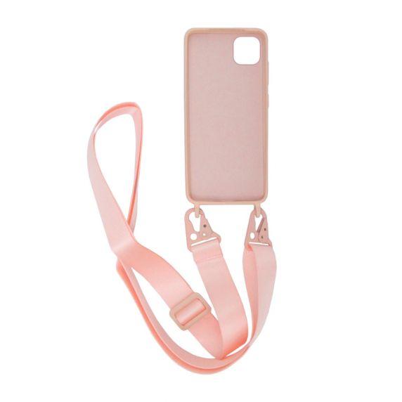 Apple iPhone 11 Pro Liquid Silicone Phone Cover With Hand Rope High Quality Sand Pink