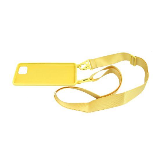 Apple iPhone 11 Pro Liquid Silicone Phone Cover With Hand Rope High Quality Yellow