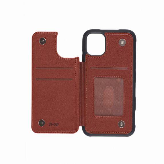 iPhone 11 Pro Max PU Leather Back Flip Wallet Case Brown