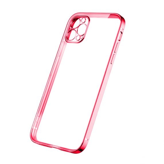 Apple iPhone 12 Pro Max Luxury Classic Square Frame Case Red with Soft Thin Transparent Camera Protector High Quality
