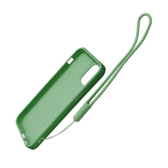 Apple iPhone 12 Mini Soft Liquid Silicone Case Green with Magnetic Ring Holder Stand and Slim Hands Strap High Quality