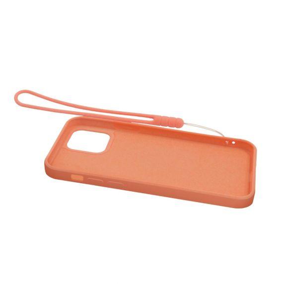 Apple iPhone 12/12 Pro Soft Liquid Silicone Case Orange with Magnetic Ring Holder Stand and Slim Hands Strap High Quality