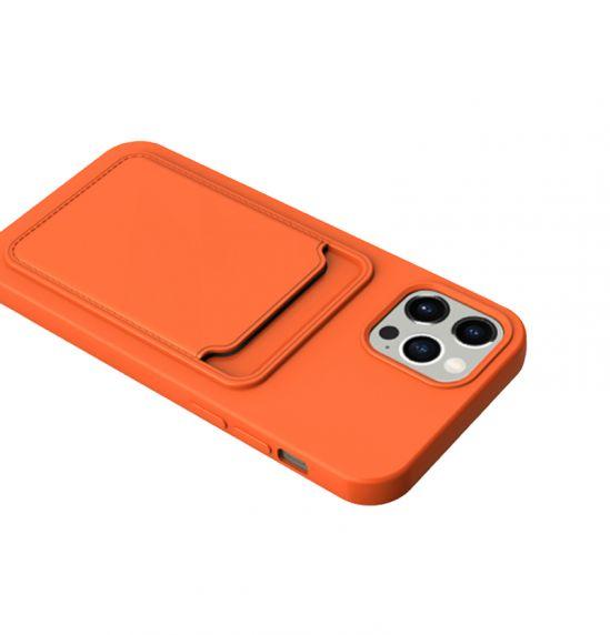 iPhone 13 Pro Max Soft Silikon Stötsäker Skal med Plånbok Kortplats Orange