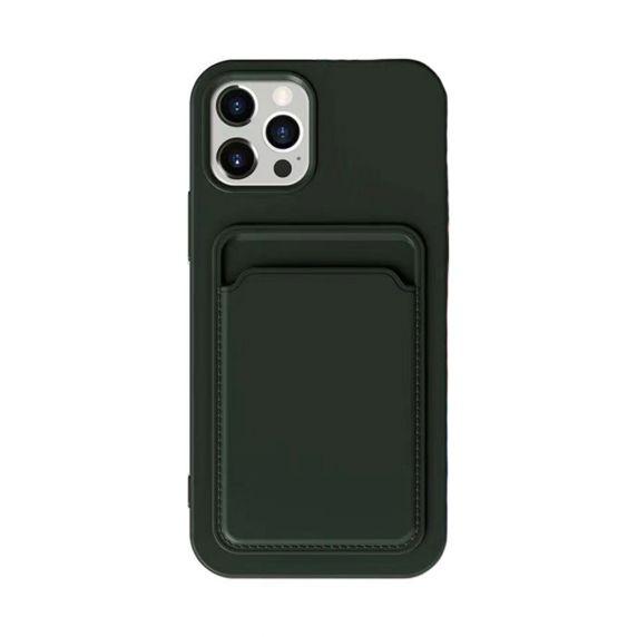 iPhone 13 Pro Silikonskal med Korthållare - Militärgrön iPhone 13 Pro Silikonskal med Korthållare - Militärgrön