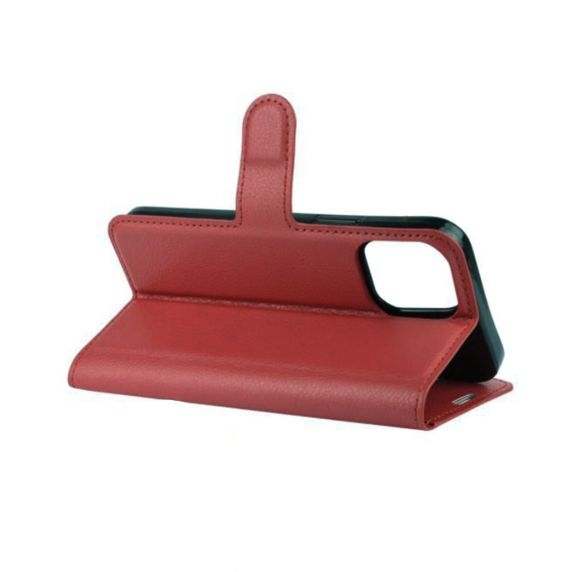 iPhone 13 Läderplånboksfodral i flip -stand brun