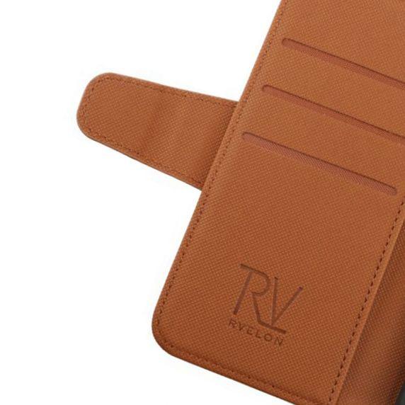 RV Plånboksfodral Extra Kortfack och Stativ - iPhone 13 Pro Max - Guldbrun