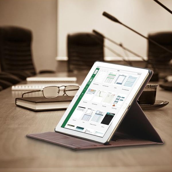 Promate Wallex-Air2 Premium läder fodral med korthållare för iPad Air 2 - Brun