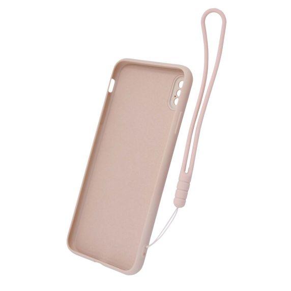 iPhone X/XS Silikonskal med Ringhållare och Handrem - Rosa