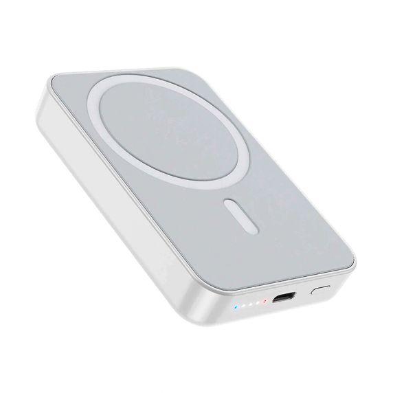 Powerbank Magnetisk med Trådlös Laddning 10000 mAh - Vit
