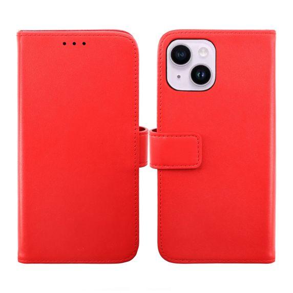iPhone 15 Plus Plånboksfodral Läder Rvelon - Röd