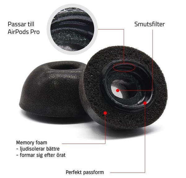 Memory Foam ørepuder til AirPods Pro (3 størrelser)