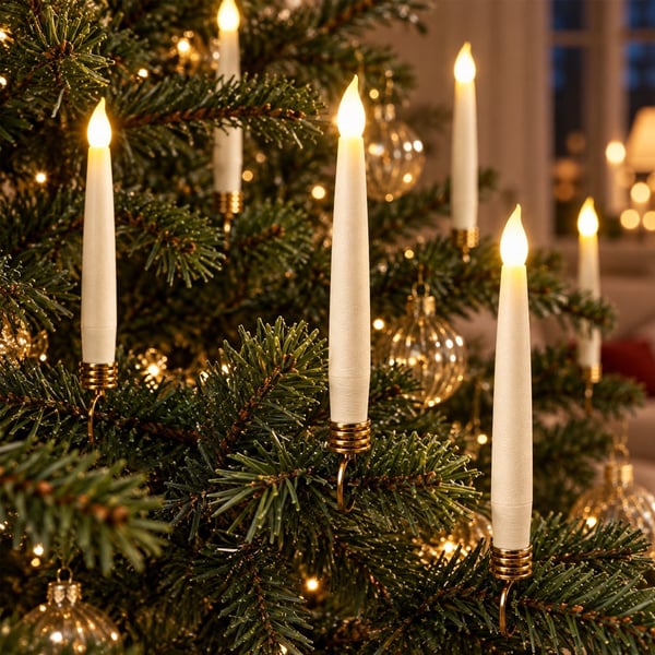 Juletræslys LED 20 stk. i 4 farver Trådløse inkl. Fjernbetjening &amp; Klemmer - passer til de fleste Georg Jensen lysholdere m.m.