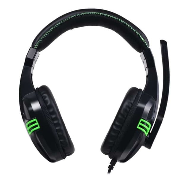 Gamer PC Headset m/mikrofon og stereolyd – sort/grønn –