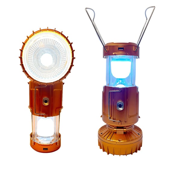 LED-campinglampe m/batteri – Kobber eller sølv - lades via solceller