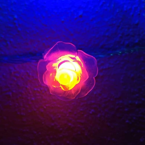 LED lyslenke m/Blomster 20 stk. Gjennomsiktig – Flerfarget m/blink (3,5 meter)